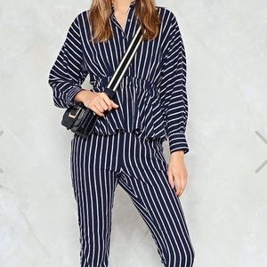 Navy Stripped Two-Piece